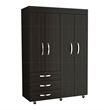FM FURNITURE Janeiro Armoire Double Door Black Engineered Wood