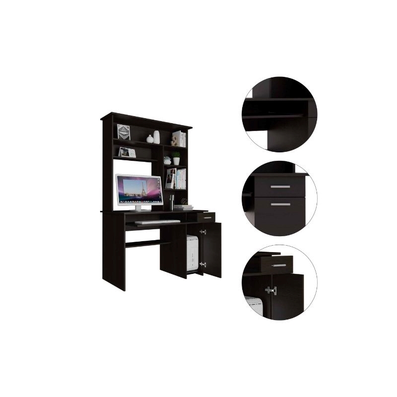 FM FURNITURE Weston Two Writing Computer Desk Engineered Wood Black