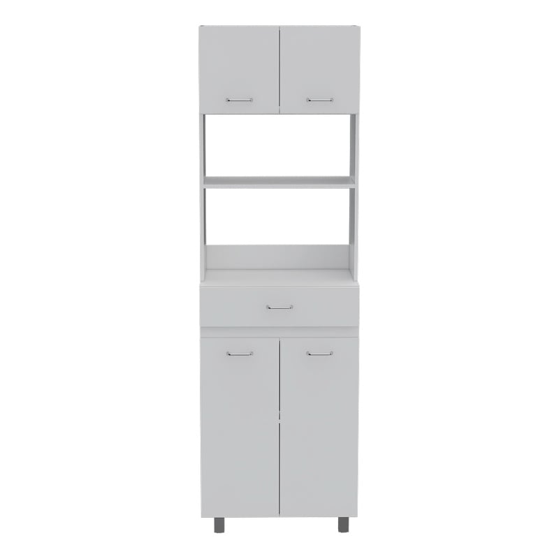 FM FURNITURE Auburn Engineered Wood Microwave Pantry Cabinet in White