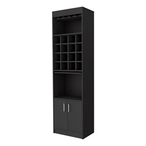 FM FURNITURE Myers 20&quotW 2-Door Modern Engineered Wood Bar Cabinet in Black