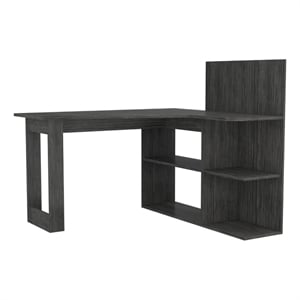 FM FURNITURE Fresno 47&quotW Engineered Wood Writing Computer Desk in Smokey Oak