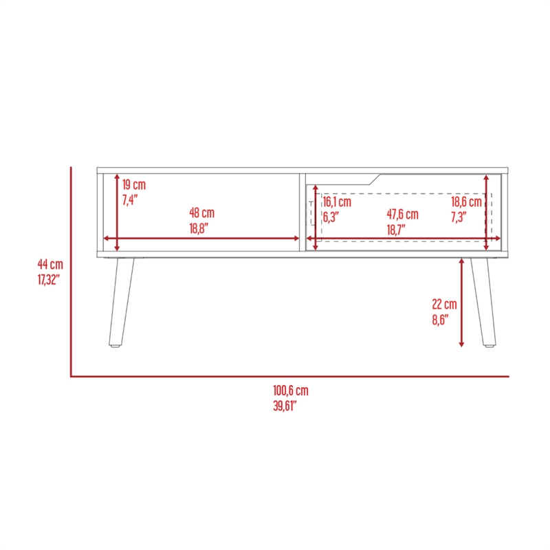 FM FURNITURE Hamburg Modern Engineered Wood Coffee Table in Dark Walnut