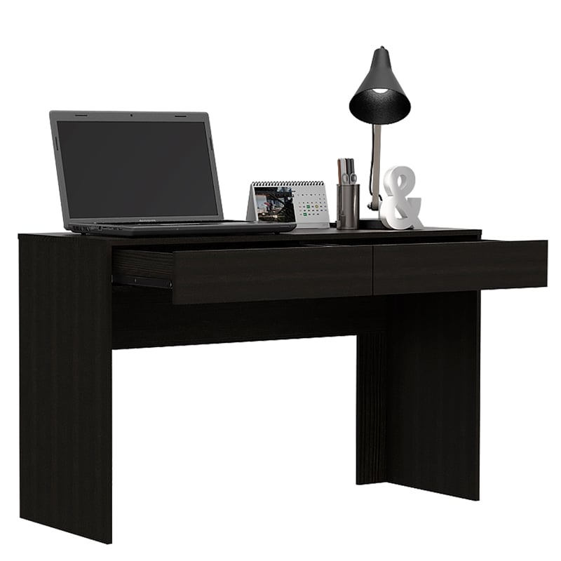 FM FURNITURE Tampa 2-Drawer Engineered Wood Writing Computer Desk in Black