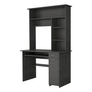 FM FURNITURE Weston Two Computer Desk with Hutch Engineered Wood Smokey Oak