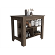 FM FURNITURE Brooklyn 3-Shelf Modern Engineered Wood Kitchen Island in Brown