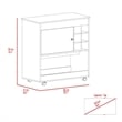FM FURNITURE Texas 1-Shelf Modern Engineered Wood Bar Cart in Light Oak/White