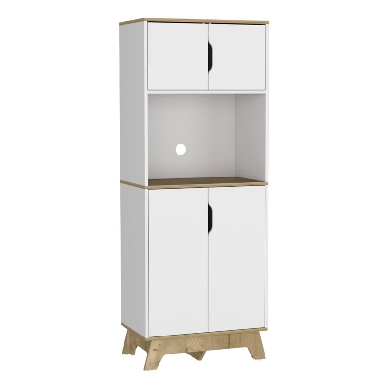 FM FURNITURE Brussel 2-Door Engineered Wood Microwave Pantry Cabinet in White