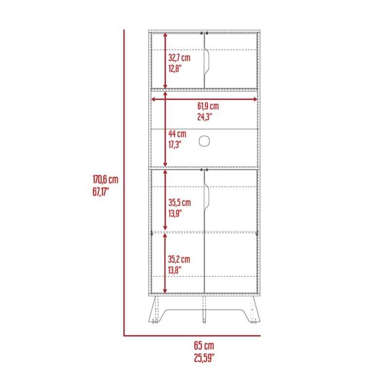 FM FURNITURE Brussel 2-Door Engineered Wood Microwave Pantry Cabinet in White