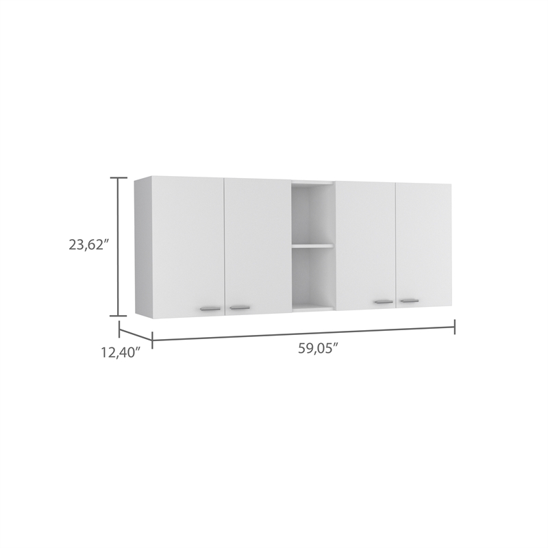 FM FURNITURE Austin 2-Piece Modern Engineered Wood Kitchen Set in White/Walnut