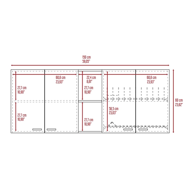 FM FURNITURE Austin 2-Piece Modern Engineered Wood Kitchen Set in White/Walnut