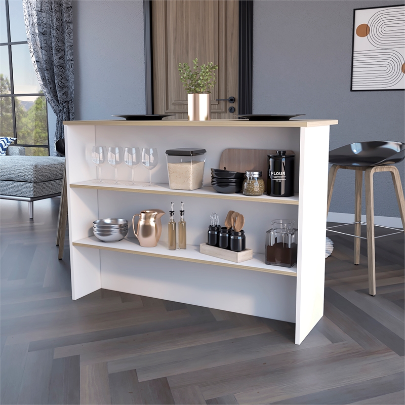 FM FURNITURE Crete Kitchen Island Engineered Wood Multi-Color