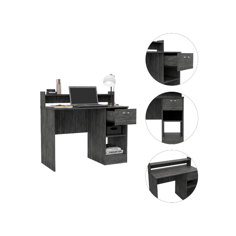 FM FURNITURE Charlette Computer Desk with Two Shelves Engineered Wood Gray