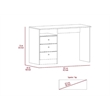 FM FURNITURE Naples Computer Desk Three Drawers Engineered Wood Gray