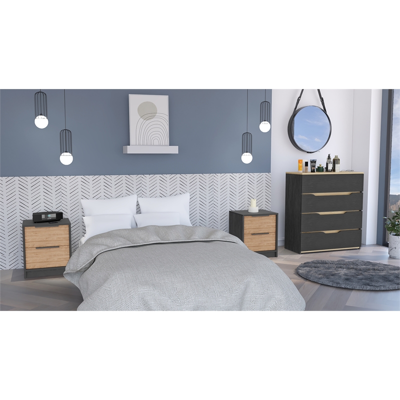 FM FURNITURE Blaine 3 Piece Bedroom Set Multi-Color Engineered Wood