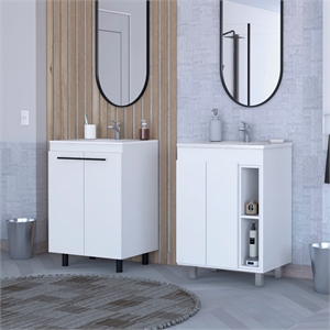 FM FURNITURE Kearney 2 Piece Bathroom Set White Engineered Wood