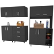 FM FURNITURE Dorset 5 Piece Garage Set Black Engineered Wood