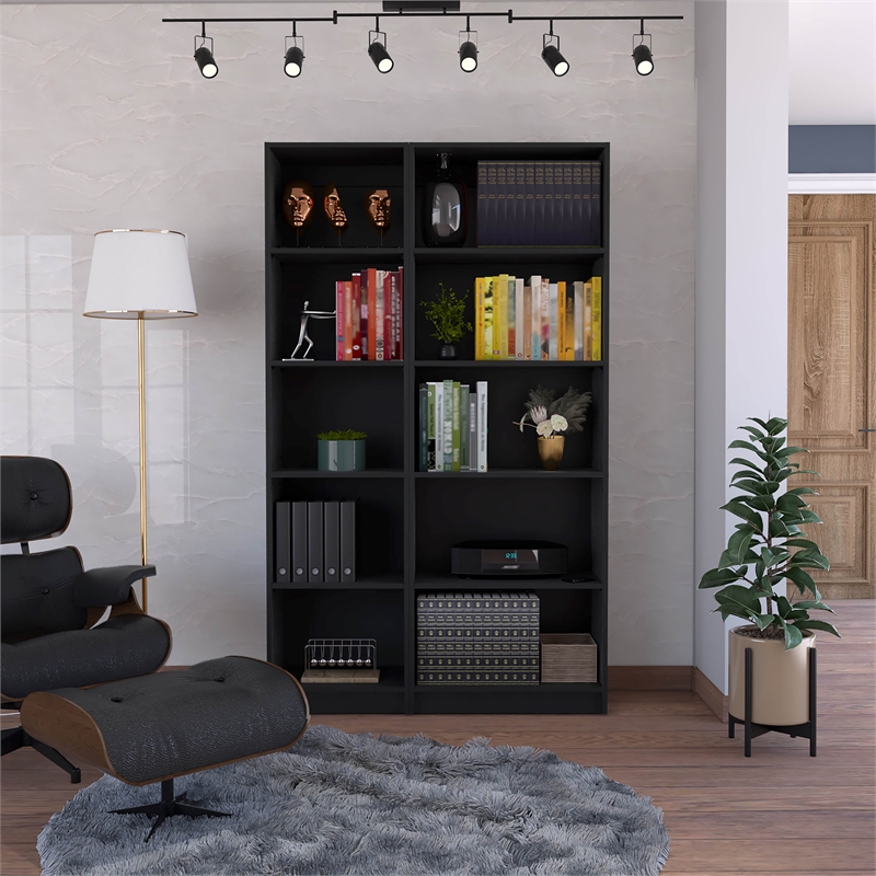 FM FURNITURE Sunnyside 2 Piece Living Room Set Engineered Wood Black