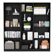 FM FURNITURE Clay 3 Piece Living Room Set Black Engineered Wood