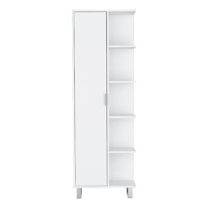 FM FURNITURE Randall Linen Cabinet with 1 door and shelves White Engineered Wood