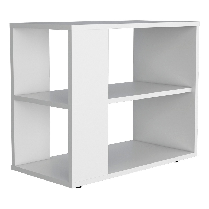 FM FURNITURE Rio Verde Side Table Engineered Wood with Open Storage White