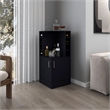 FM FURNITURE Bar Cabinet with Bottle Rack Open Shelves Enginireed Wood Black