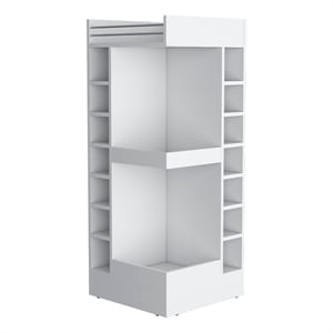 FM FURNITURE Lamer Corner Bar Cabinet with Wine Rack Engineered Wood White