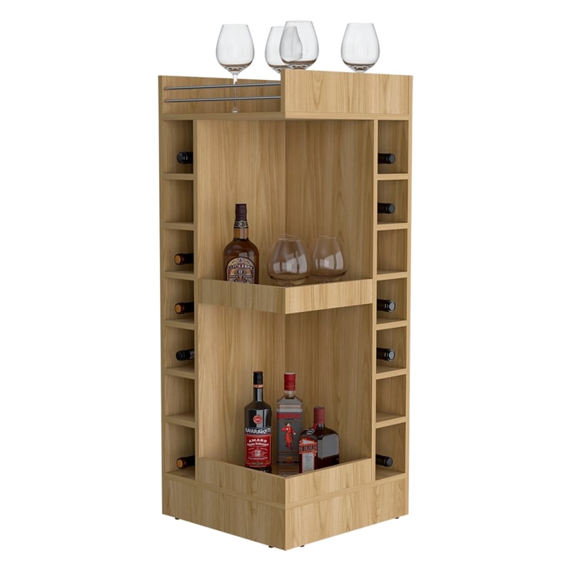 FM FURNITURE Lamer Corner Bar Cabinet Engineered Wood Beige