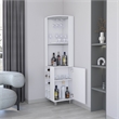 FM FURNITURE Leah corner Bar Cabinet Glass holder Wine White Engineered Wood