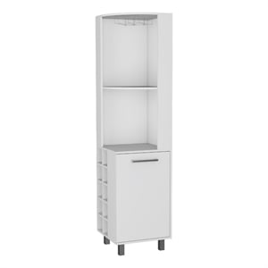 FM FURNITURE Leah corner Bar Cabinet Glass holder Wine White Engineered Wood