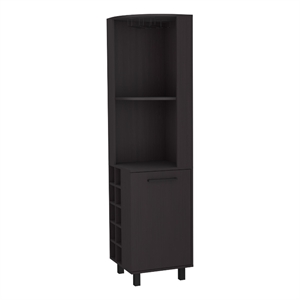 FM FURNITURE Leah Corner Bar cabinet with wine rack Black Wengue