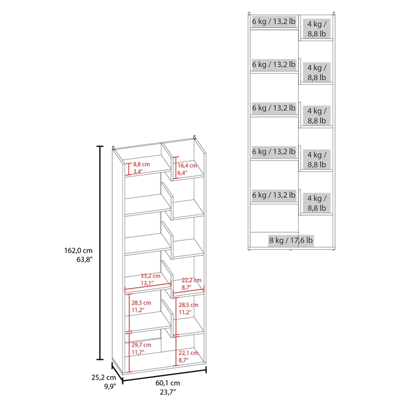FM FURNITURE Perry Bookcase with Open Storage Natural Oak Engineered Wood