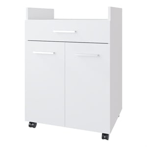 FM FURNITURE Burnside Kitchen Cart with 2 Doors and 1 Drawer White
