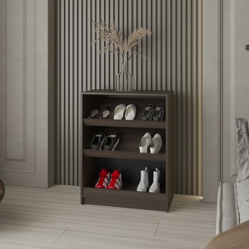 FM FURNITURE Oatman Shoe Rack with Open Storage Wengue