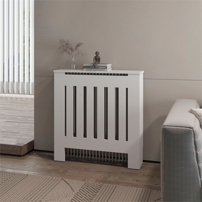 FM FURNITURE Rio Radiator Cover with Storage Space Saving Design White