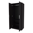 FM FURNITURE Wardrobe Berlin Two Doors Hanging Rod Two Shelves Shoe Rack Wengue