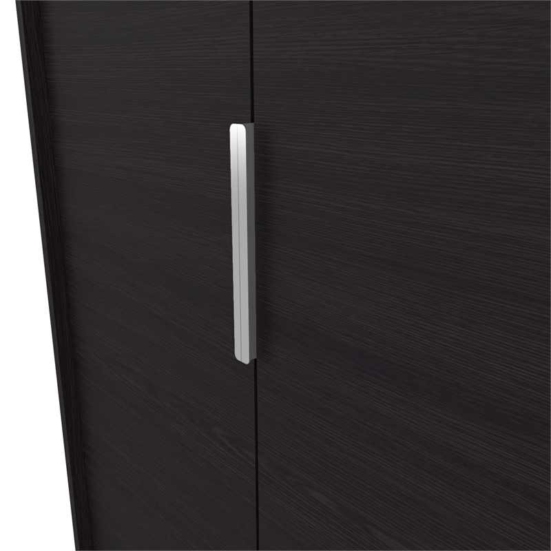 FM FURNITURE Wardrobe Berlin Two Doors Hanging Rod Two Shelves Shoe Rack Wengue