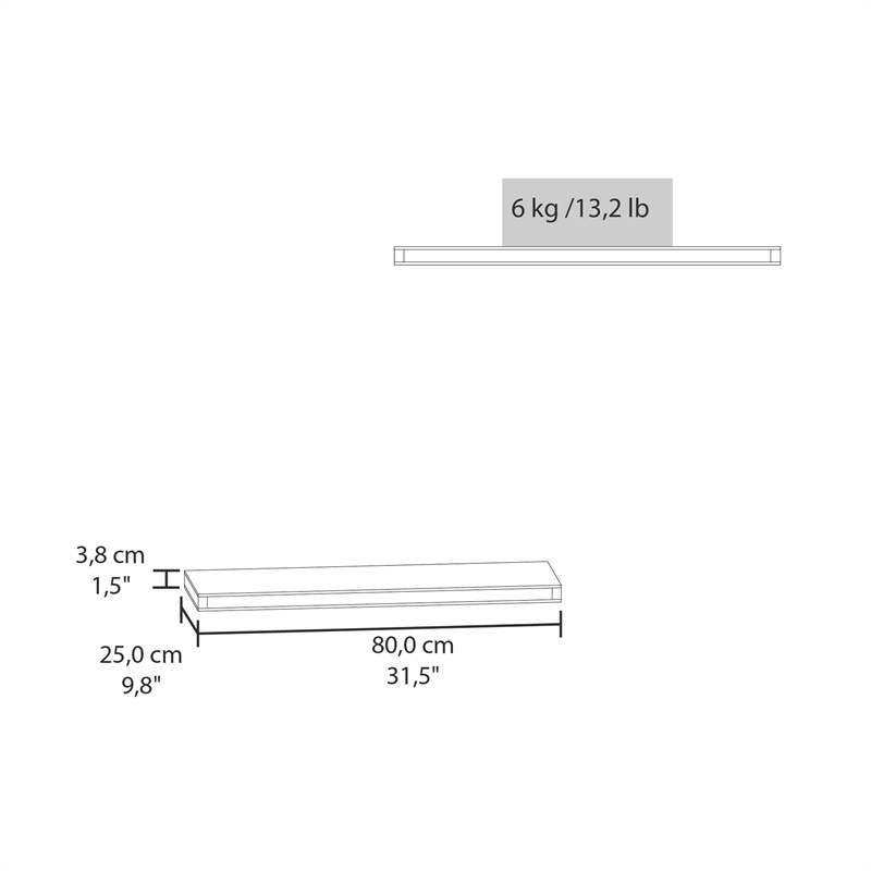 FM Furniture Iva Engineered Wood Floating Shelf in melamine x2 Macadamia