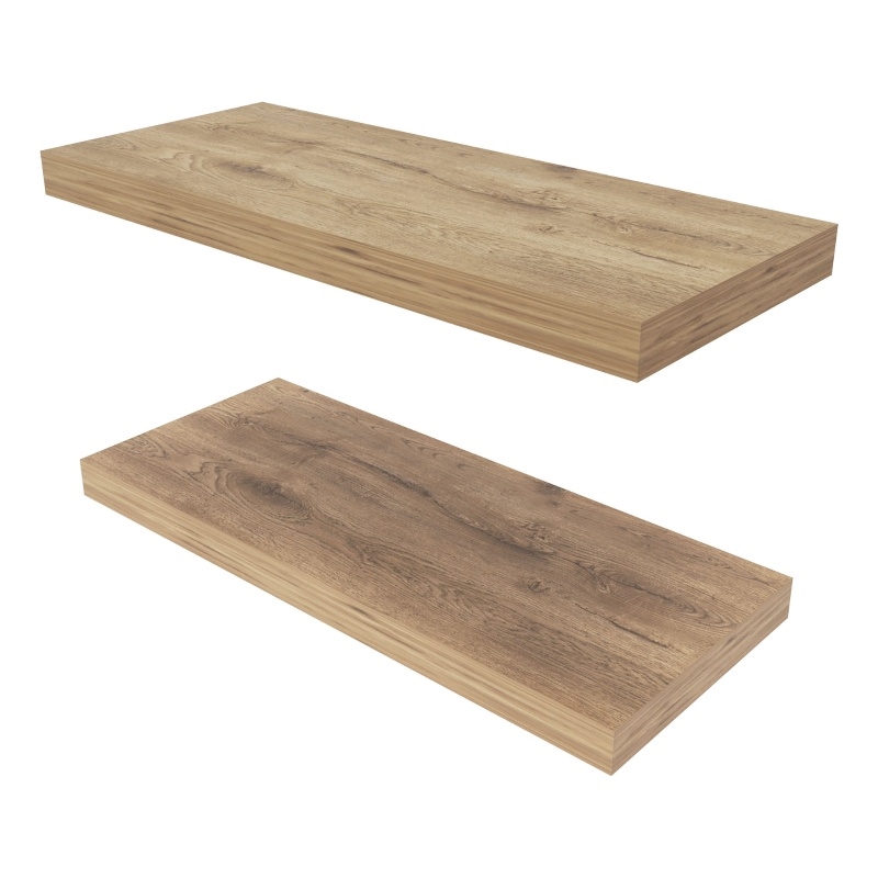FM Furniture Iva Engineered Wood Floating Shelf in melamine x2 Macadamia