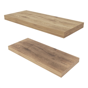 FM Furniture Iva Engineered Wood Floating Shelf in melamine x2 Macadamia