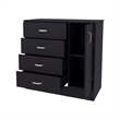 FM FURNITURE Turkey 4 Drawer Dresser with Side Cabinet with Interior Shelf Wenge