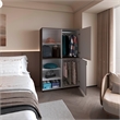 FM FURNITURE Ollie 2 Door Wardrobe with Open Storage Grey Walnut and White