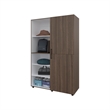 FM FURNITURE Ollie 2 Door Wardrobe with Open Storage Grey Walnut and White