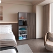FM FURNITURE Ollie 2 Door Wardrobe with Open Storage Grey Walnut and White