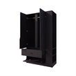 FM FURNITURE Sehili Wardrobe 3 Doors 1 Drawer Side Shelves Hanging Rods Wenge