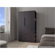 FM FURNITURE Sehili Wardrobe 3 Doors 1 Drawer Side Shelves Hanging Rods Wenge