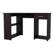 EKKO Corner Computer Desk L-Shaped Home Office Desk with CPU Space Wenge