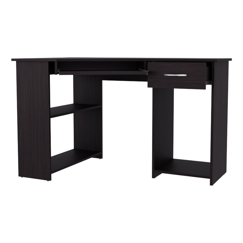 EKKO Corner Computer Desk L-Shaped Home Office Desk with CPU Space Wenge