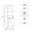 FMFURNITURE Tall Kitchen Storage Cabinet and Open Microwave Shelf White Melamine
