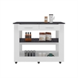 FM FURNITURE Kitchen Island with Open Storage White Engineered Wood