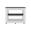 FM FURNITURE Kitchen Island with Open Storage White Engineered Wood